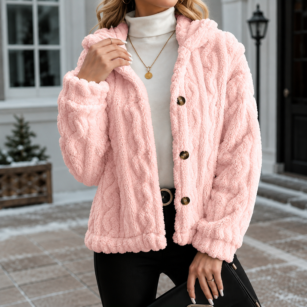 Women's Cable Knit Cardigan Sweater – Chunky Knit Sherpa Fleece Button Front Sweater Jacket, Cozy Soft Warm Long Sleeve Cardigan, Cream White Fall & Winter Casual Knitwear