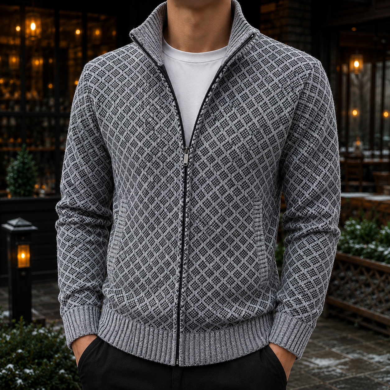 The Noam Velvet Hooded Zip Sweater