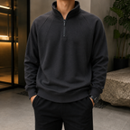 Men's Quarter Zip Pullover – Structured Stand Collar Sweatshirt, Cozy Elevated Knitwear Layer for Work & Everyday