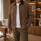Men's Canvas Jacket – Beige Utility Shirt Jacket, Workwear Shacket with Contrast Collar, Zip Front Overshirt, Casual Trucker Jacket, Lightweight Field Jacket, Fall & Winter Men's Outerwear