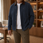 Men's Canvas Jacket – Beige Utility Shirt Jacket, Workwear Shacket with Contrast Collar, Zip Front Overshirt, Casual Trucker Jacket, Lightweight Field Jacket, Fall & Winter Men's Outerwear