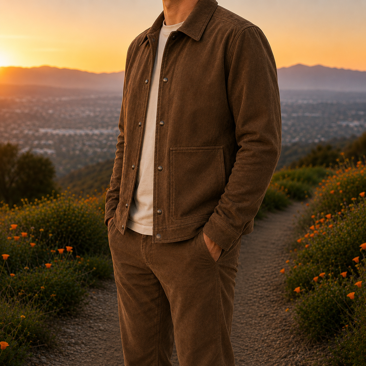 Men's suede jacket – Suede shirt jacket, Trucker jacket with front buttons, Suede overshirt, Utility jacket with front pockets, Casual and informal outerwear for fall and winter