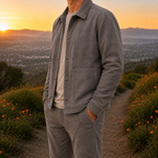 Men's suede jacket – Suede shirt jacket, Trucker jacket with front buttons, Suede overshirt, Utility jacket with front pockets, Casual and informal outerwear for fall and winter