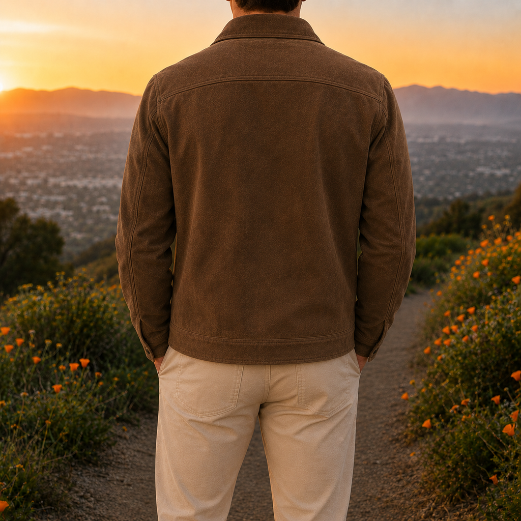 Men's suede jacket – Suede shirt jacket, Trucker jacket with front buttons, Suede overshirt, Utility jacket with front pockets, Casual and informal outerwear for fall and winter