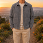 Men's suede jacket – Suede shirt jacket, Trucker jacket with front buttons, Suede overshirt, Utility jacket with front pockets, Casual and informal outerwear for fall and winter
